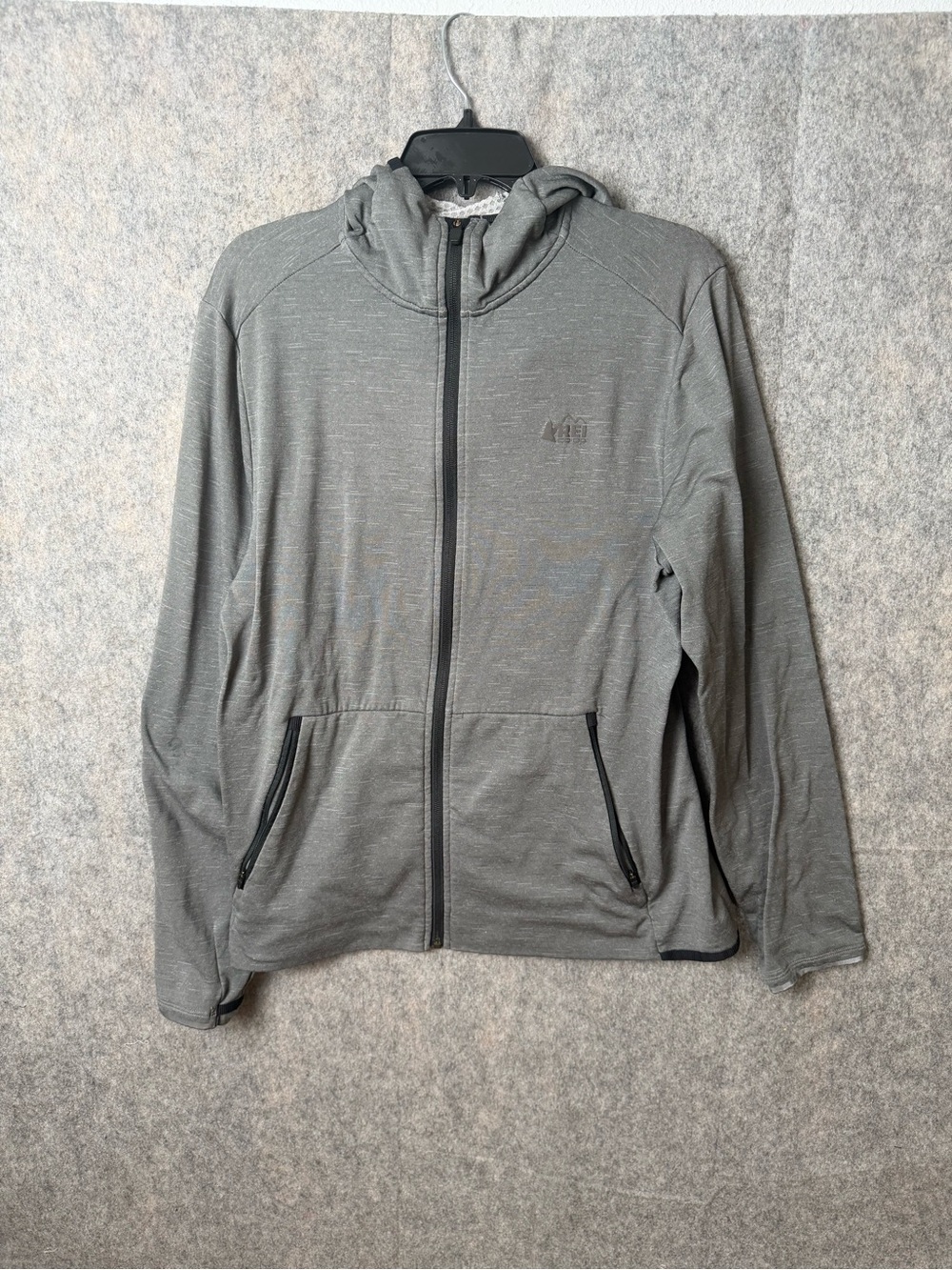 REI co-op Men's Medium Gray Full-Zip Hooded Jacket